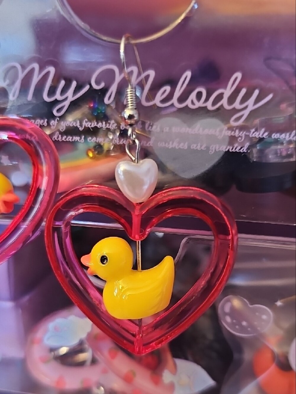 Source Unknown Pink Heart Duck Drop Earrings - Picture 2 of 2